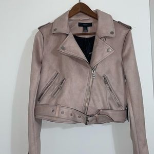 Pink velvet moto jacket